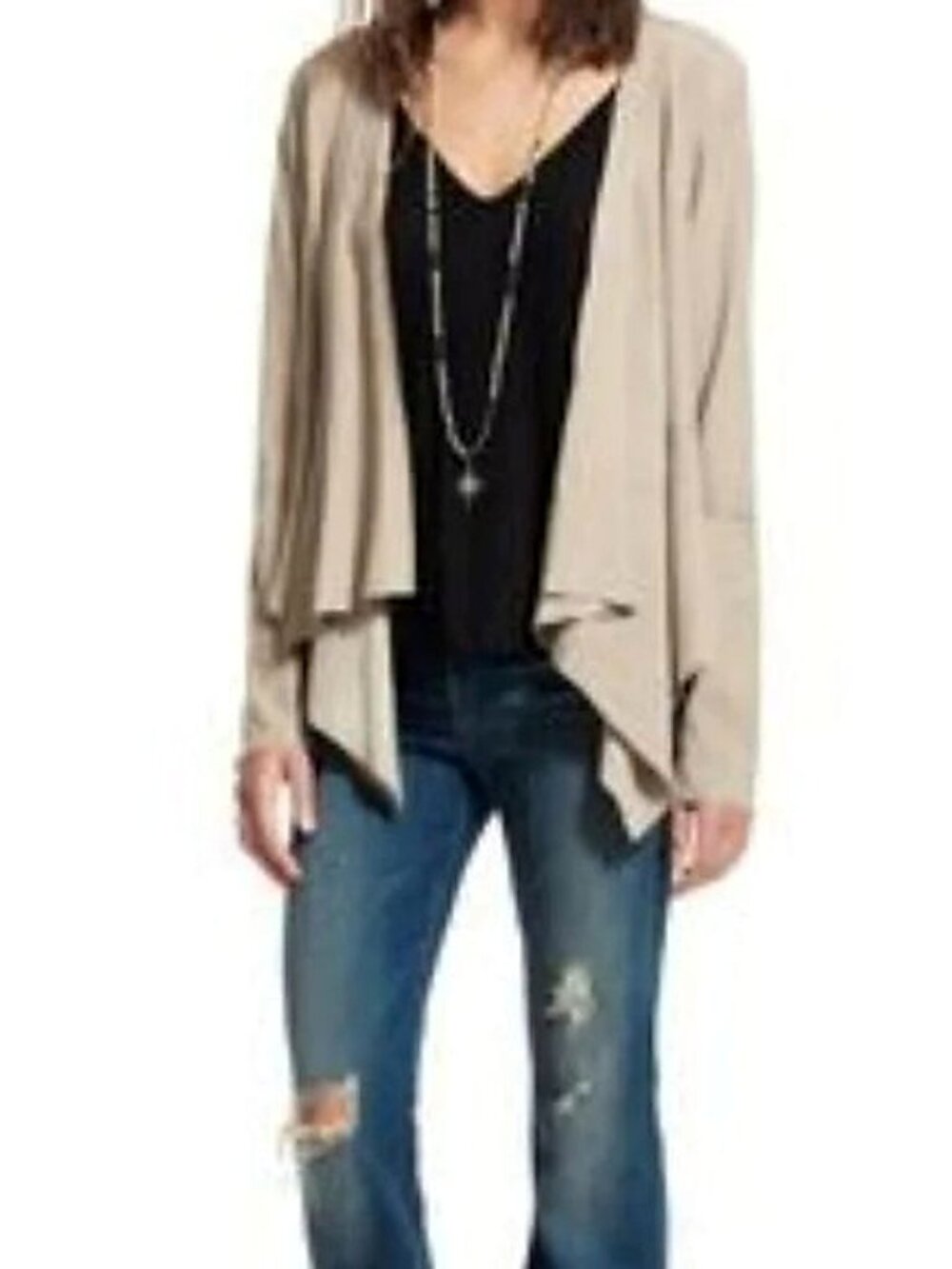 Calypso St Barth Razna Suede Wrap Jacket, Size L